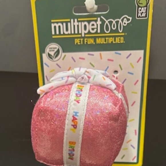 Multipet Cat's  Birthday Plush Pink Present - Picture 3 of 6